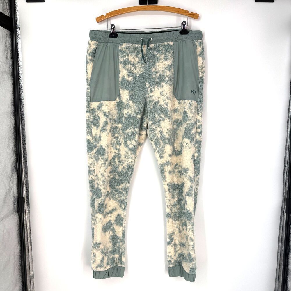 Kari Traa Ane Pile Fleece Pants Sweats Pixel Blue White Apres Ski Gorpcore XL